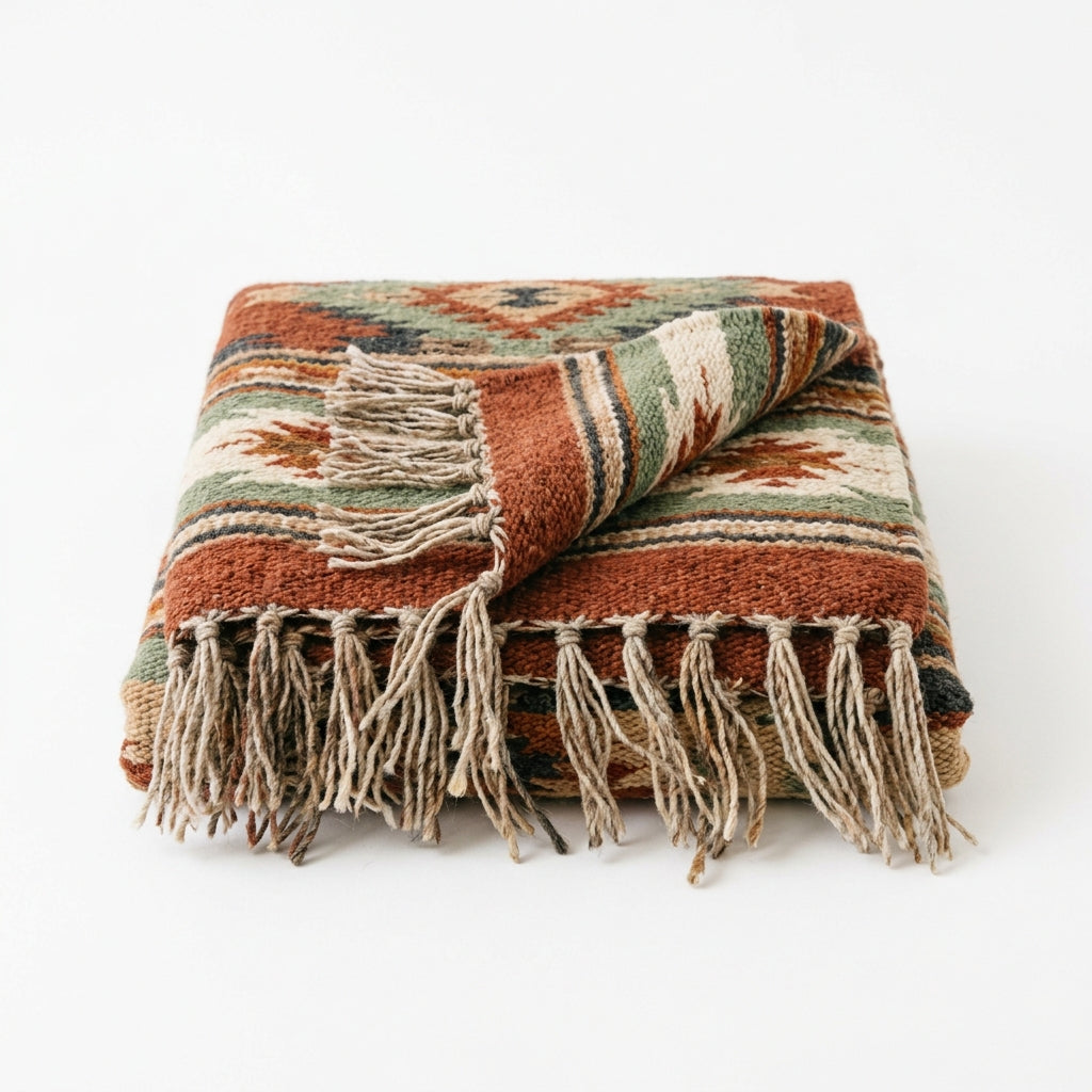 Alex Johnson Mercantile - Hand-Woven Southwestern Wool Throw Blanket (50x60 in)