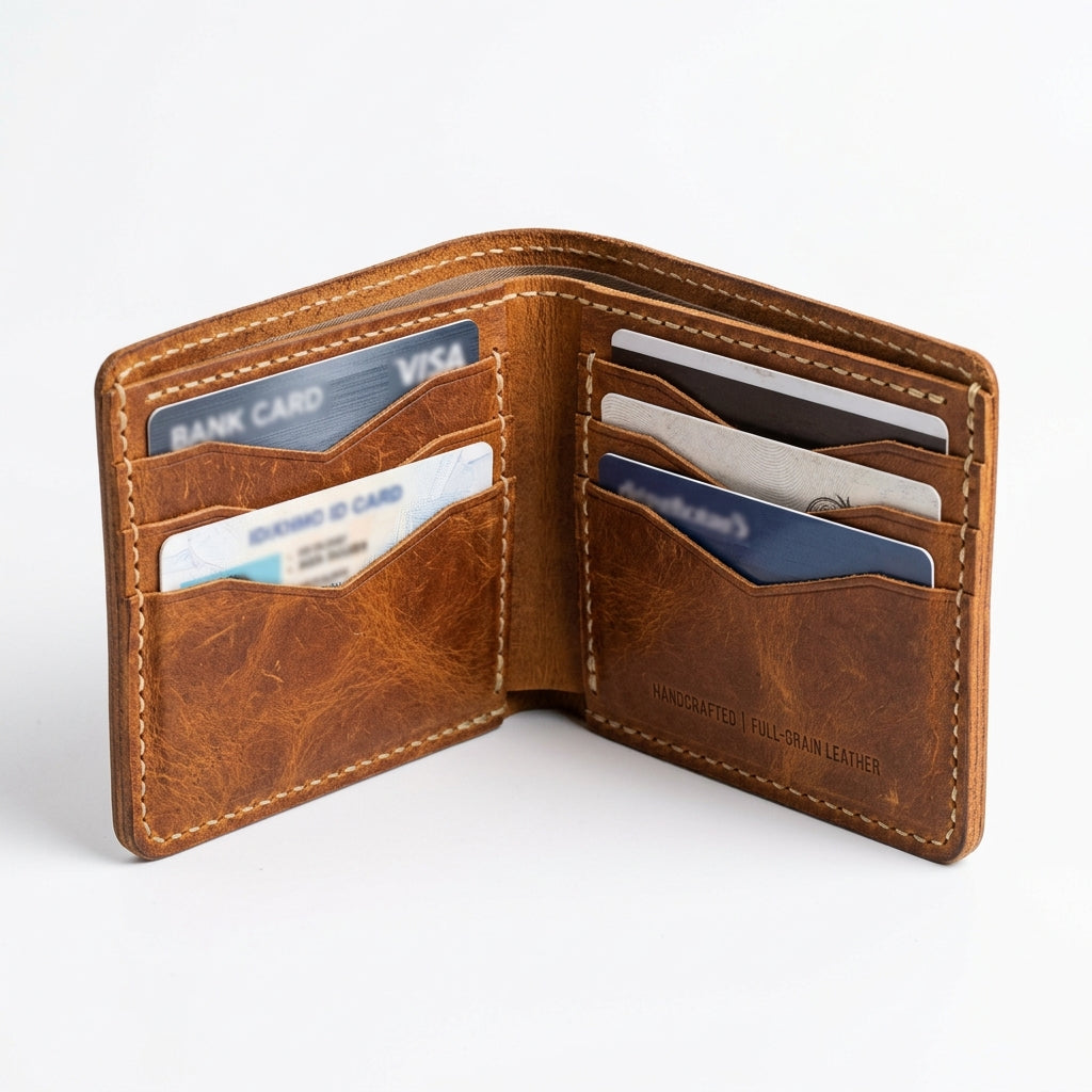 Alex Johnson Mercantile - Full-Grain Bifold Leather Cardholder Wallet in Whiskey Tan