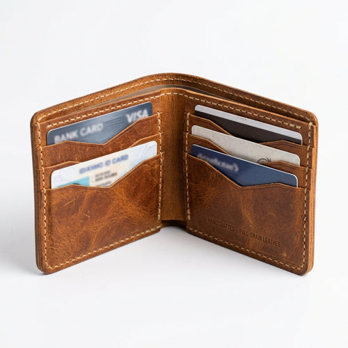 Alex Johnson Mercantile - Full-Grain Bifold Leather Cardholder Wallet in Whiskey Tan